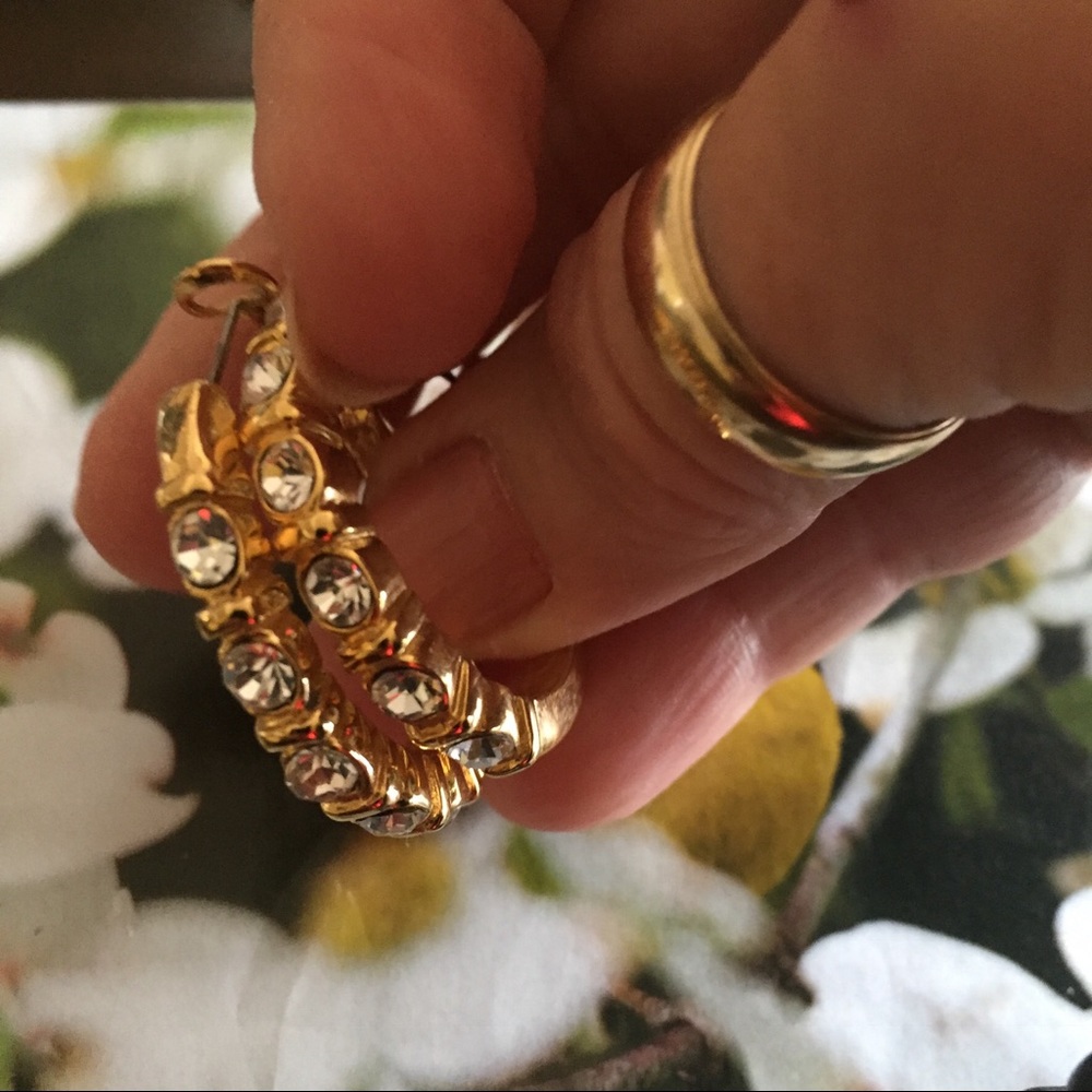 JS Scott Large Rhinestone Hoop Earrings - Picture 5 of 6